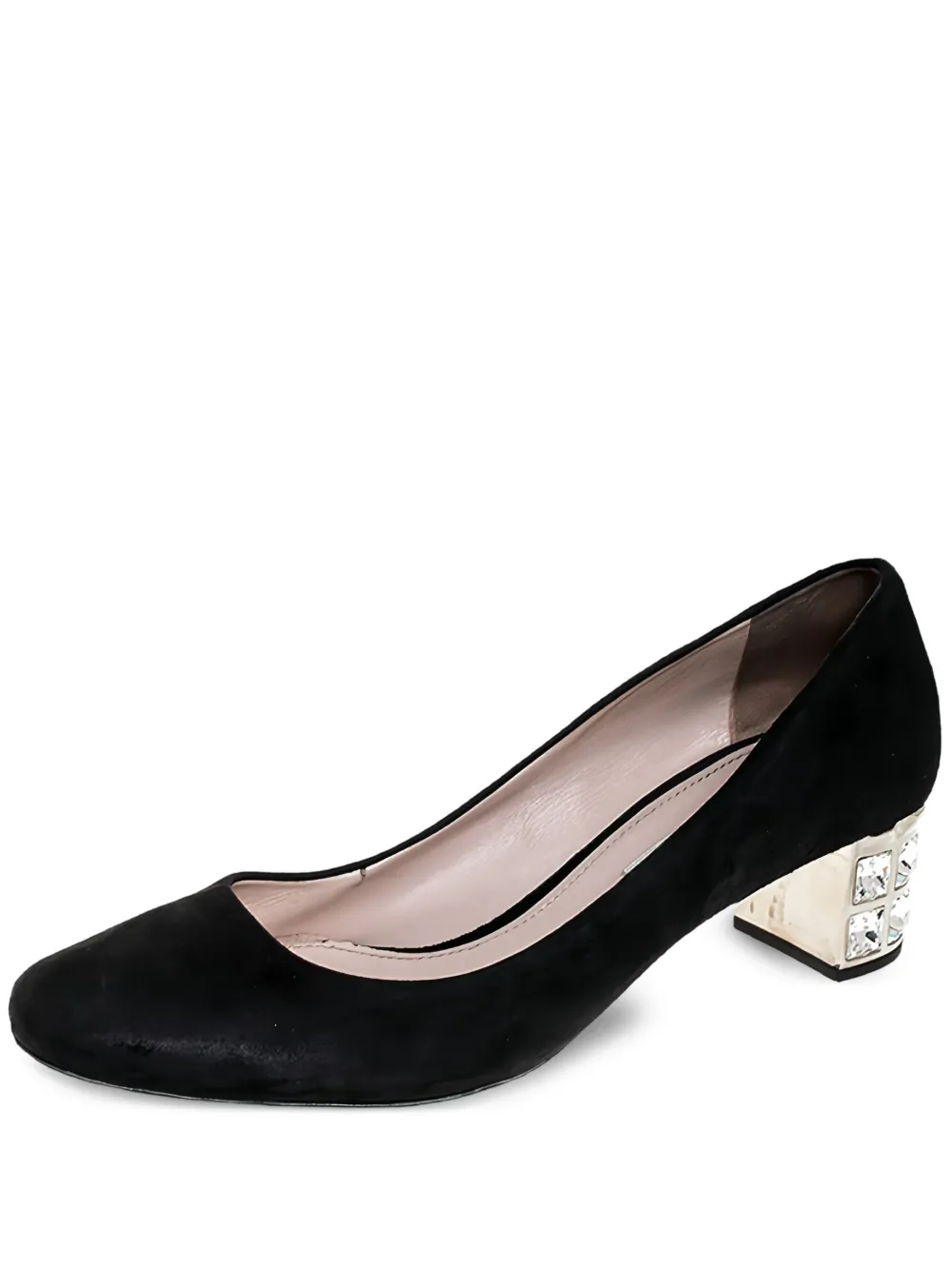 45mm crystal block-heel pumps