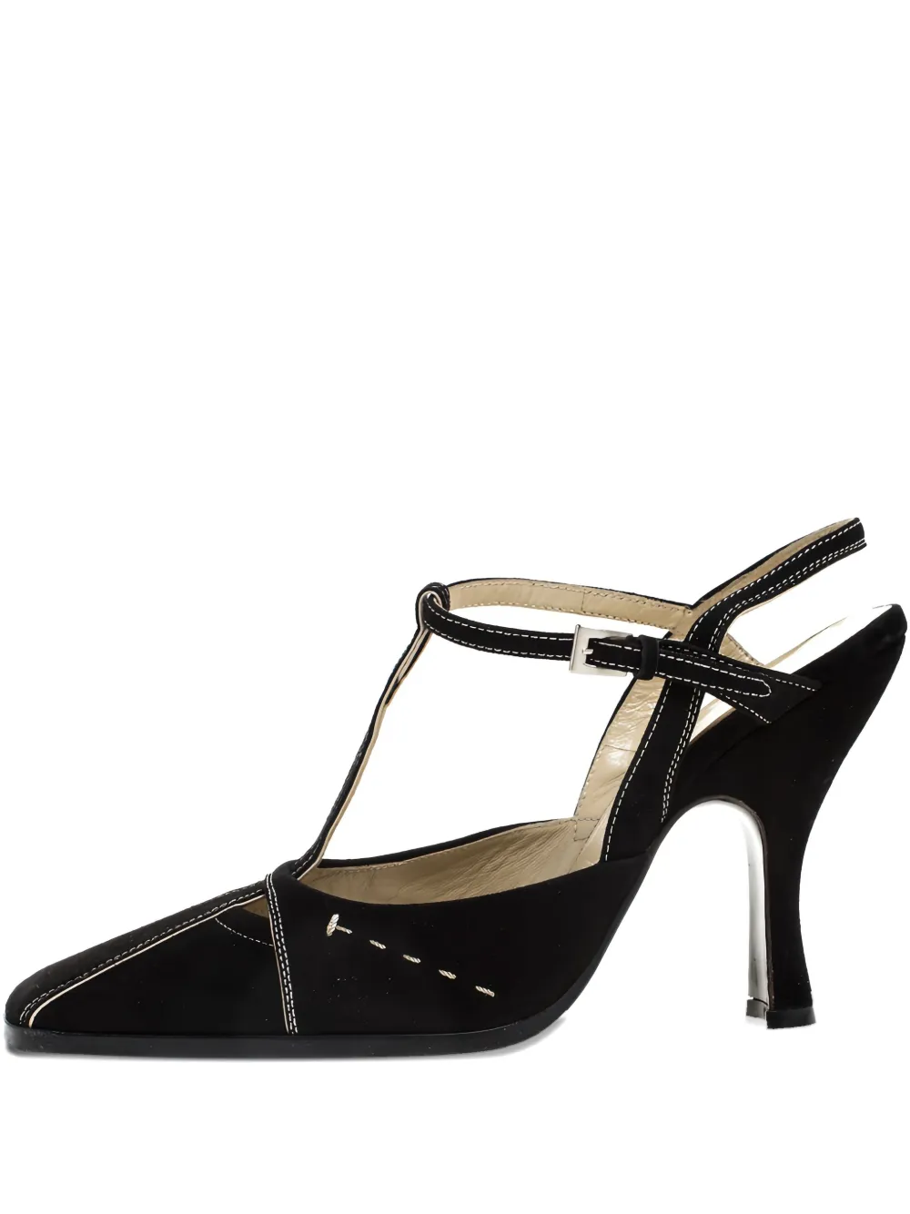 Prada Pre-Owned 105mm suede T-strap pumps - ブラック Prada Pre-Owned 105mm suede T-strap pumps - ブラック