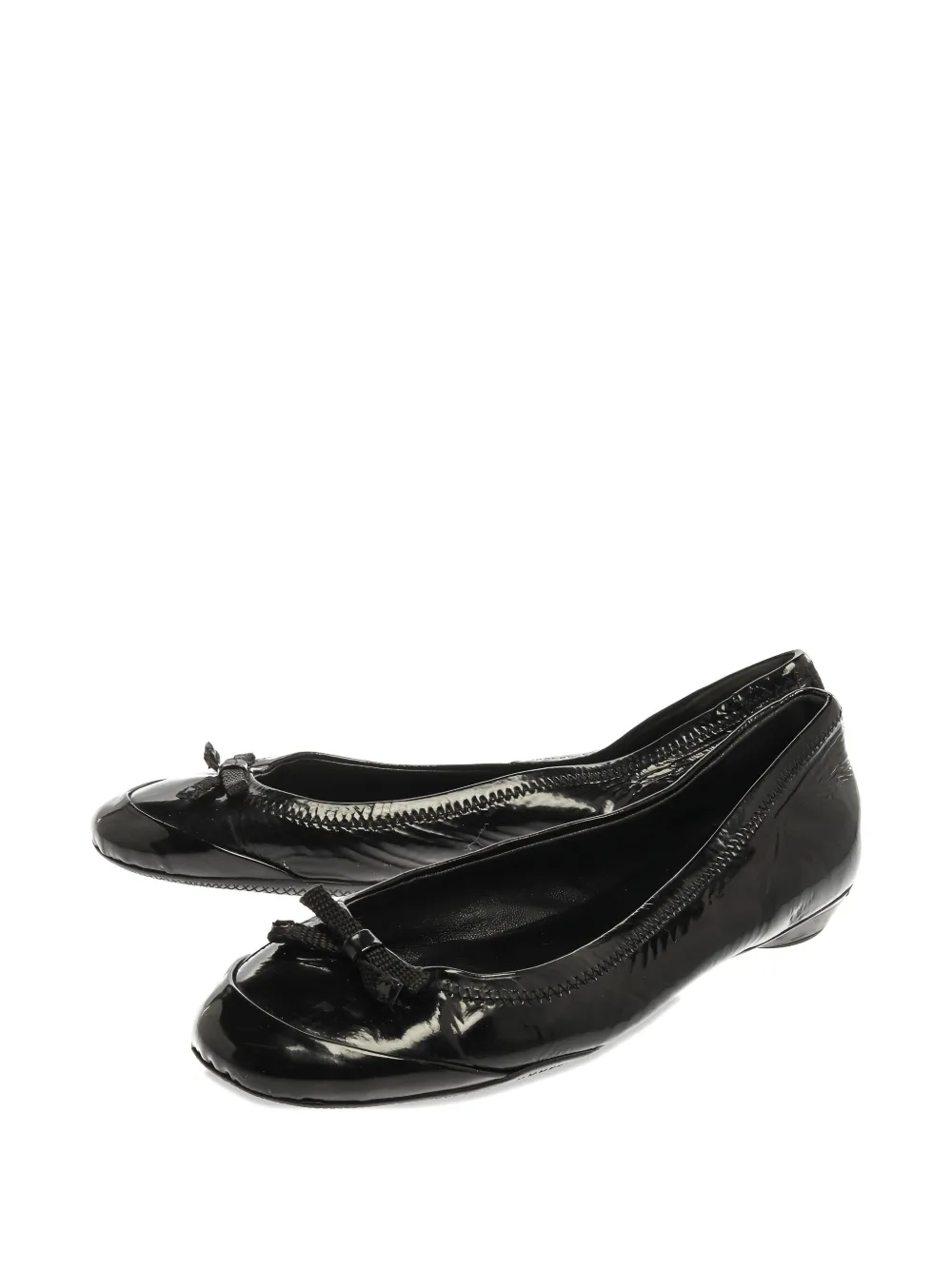 Prada Pre-Owned Lakleren ballerina's met strikdetail - Zwart