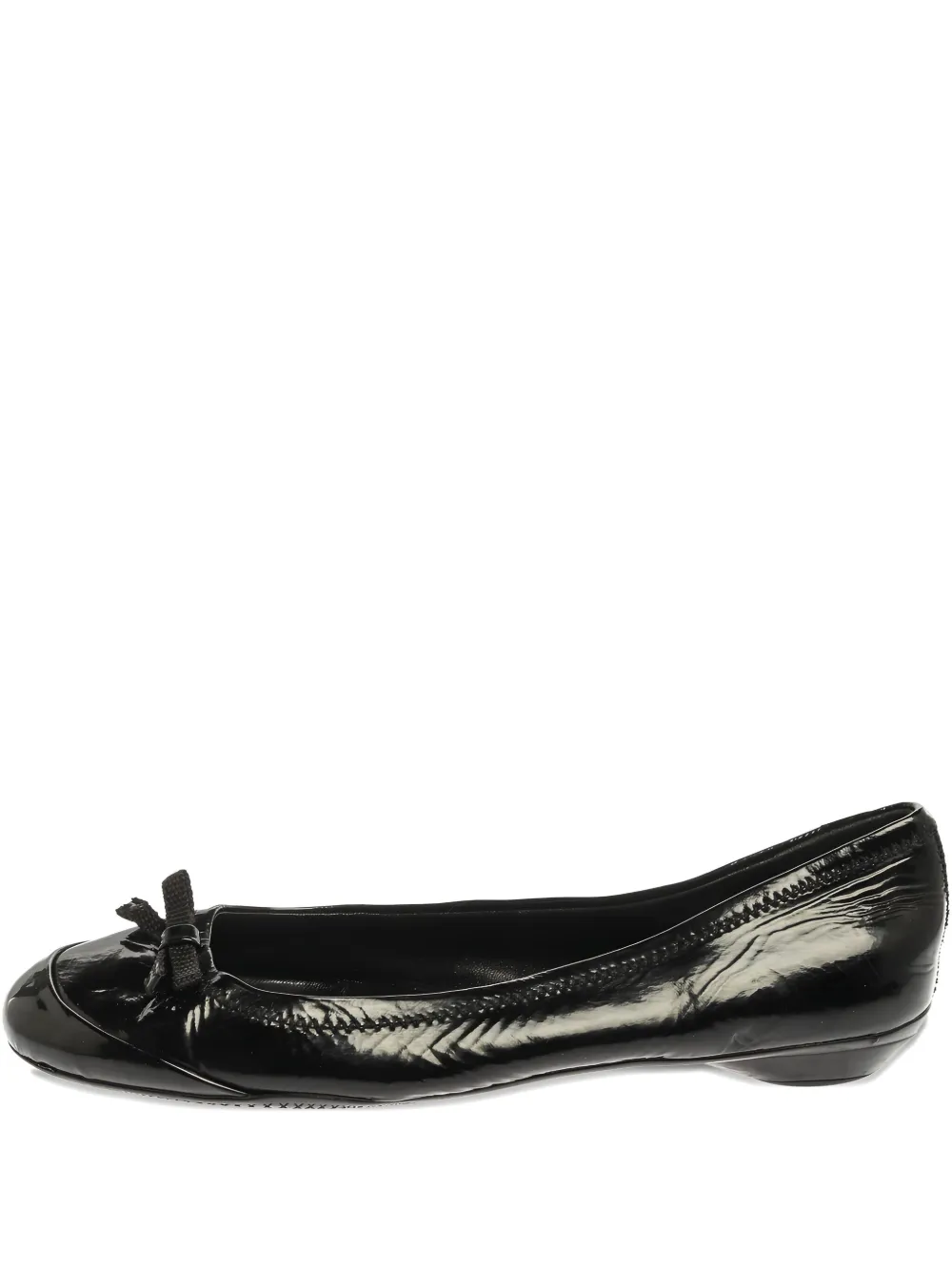 bow-detail patent-leather ballet flats