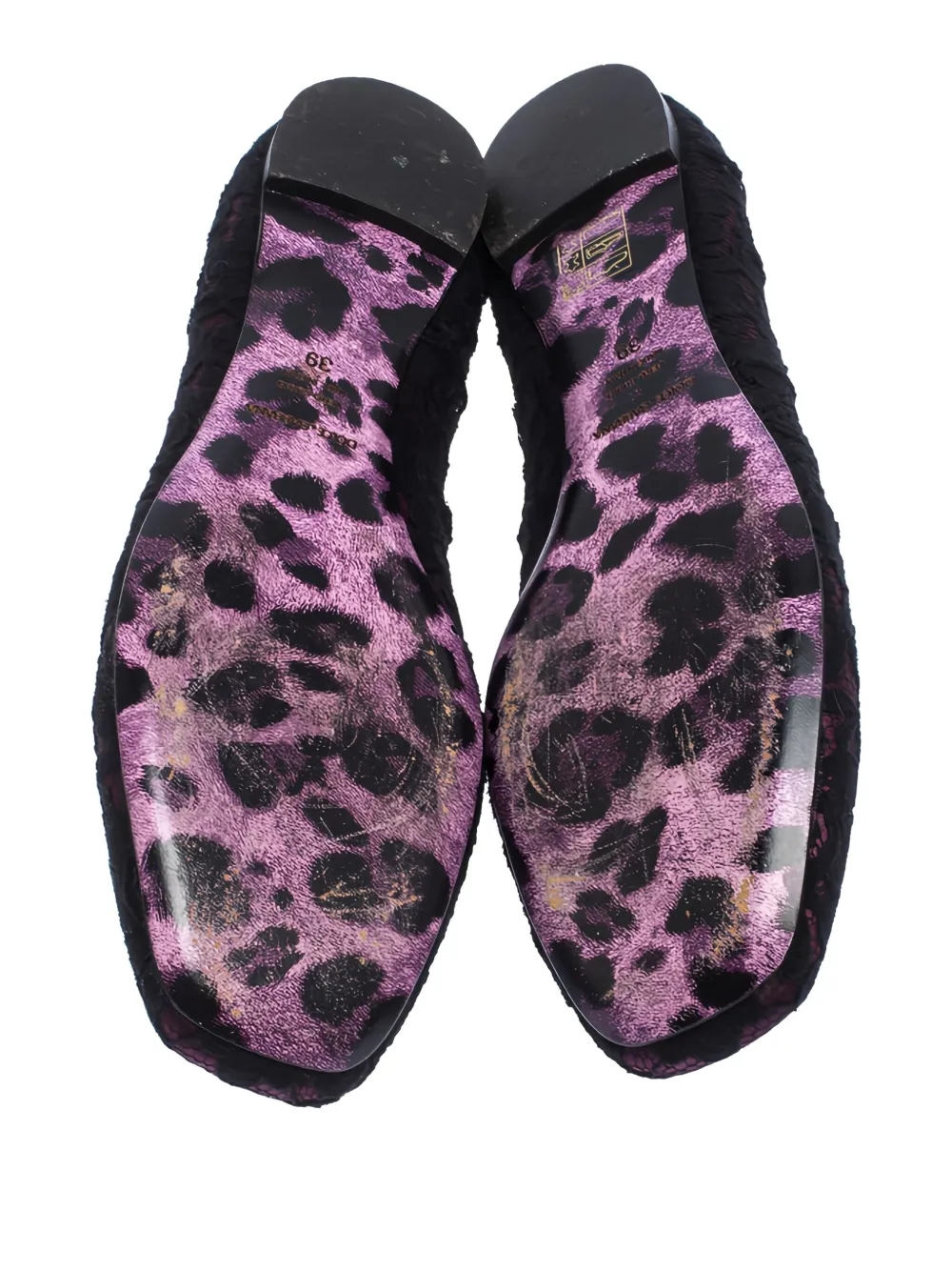 Pre-owned Dolce & Gabbana Lace Satin Ballet Flats