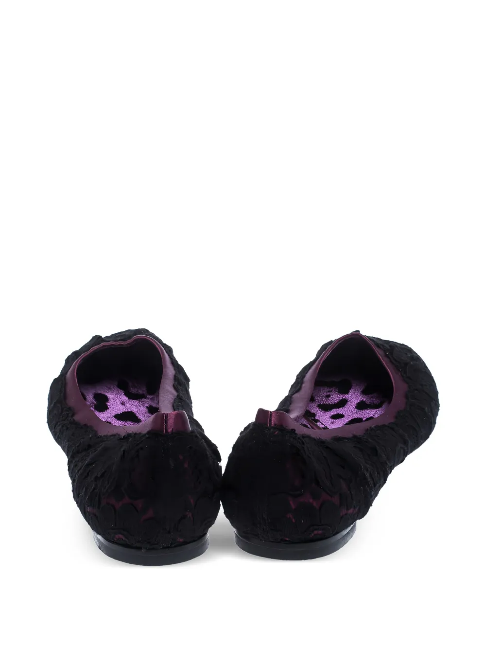 Pre-owned Dolce & Gabbana Lace Satin Ballet Flats