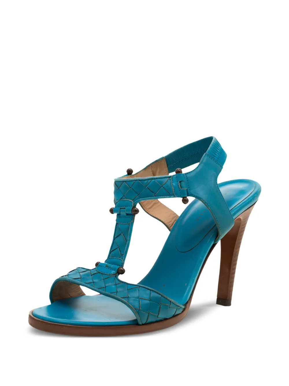 Bottega Veneta Pre-Owned Intrecciato leren sandalen - Blauw