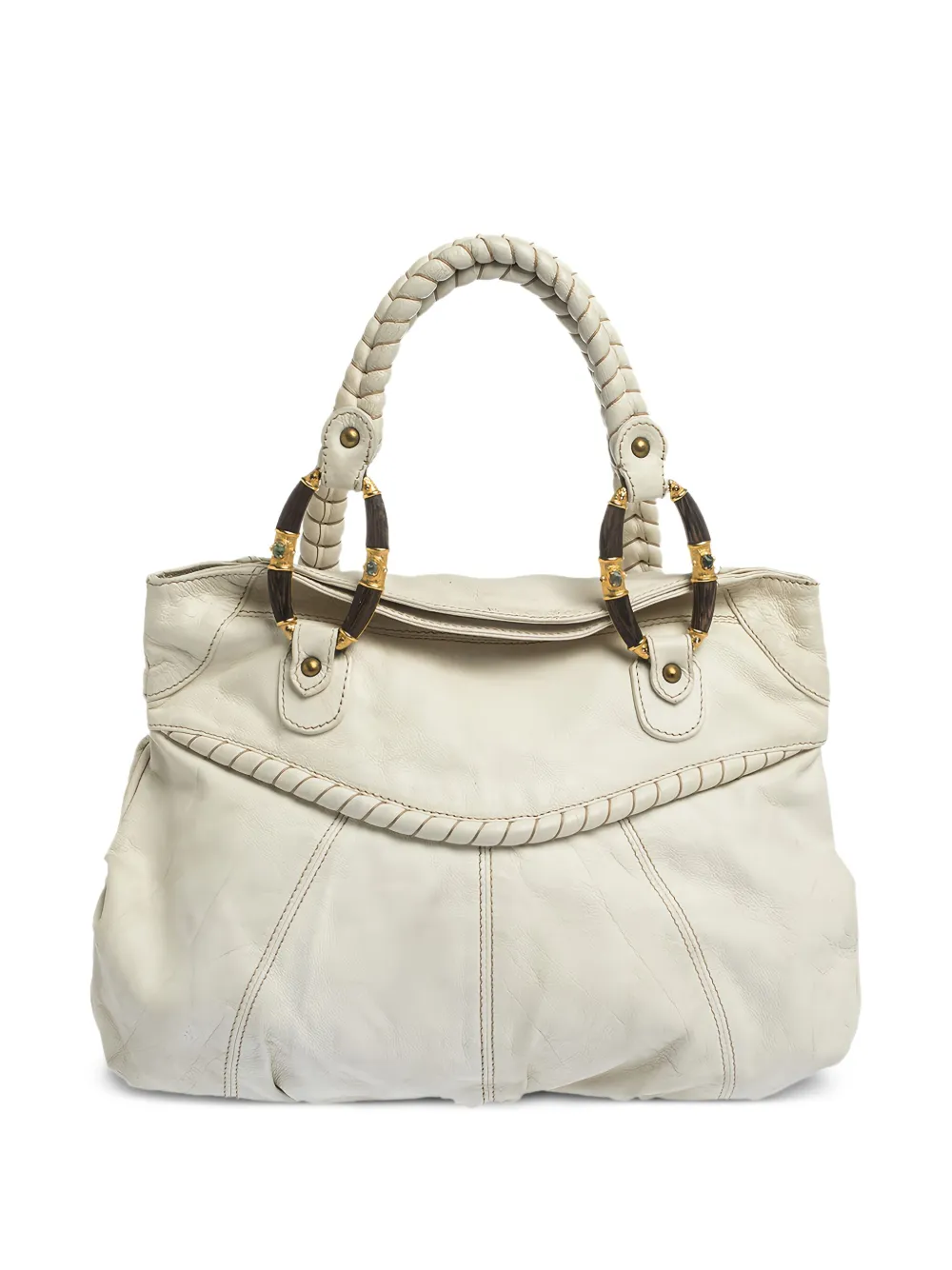 leather braided handbag