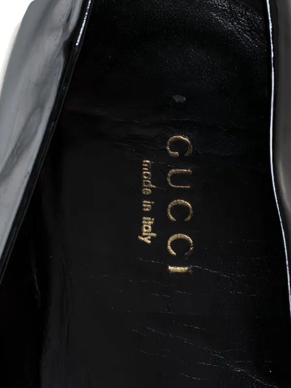 Gucci Pre-Owned レザーフラットシューズ | ブラック | FARFETCH JP