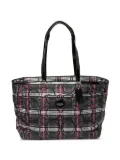 Coach Vintage Pre-owned medium leather plaid-pattern tote bag - Black