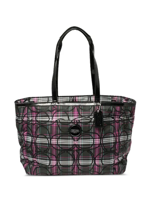 Coach Vintage Pre-owned medium leather plaid-pattern tote bag
