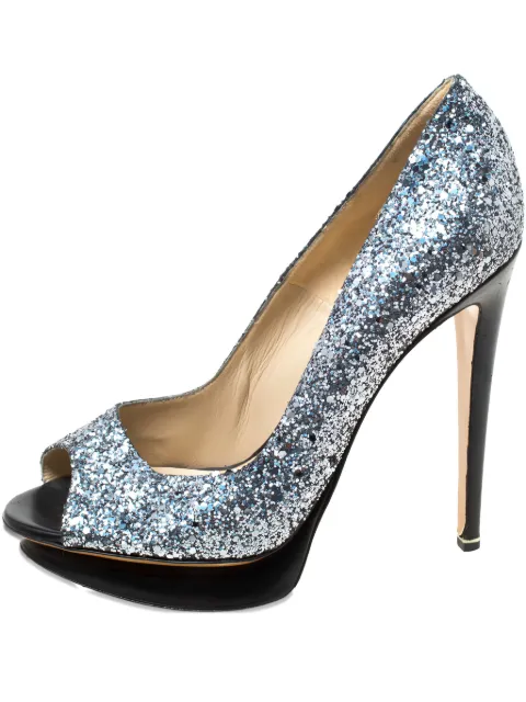 Nicholas Kirkwood pre-owned 130mm glittered peep-toe pumps