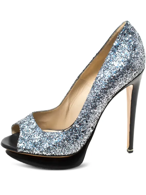 Nicholas Kirkwood pre-owned 130mm glittered peep-toe pumps