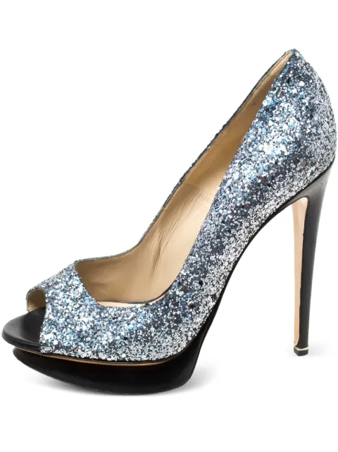 Nicholas Kirkwood pre-owned 130mm glittered peep-toe pumps