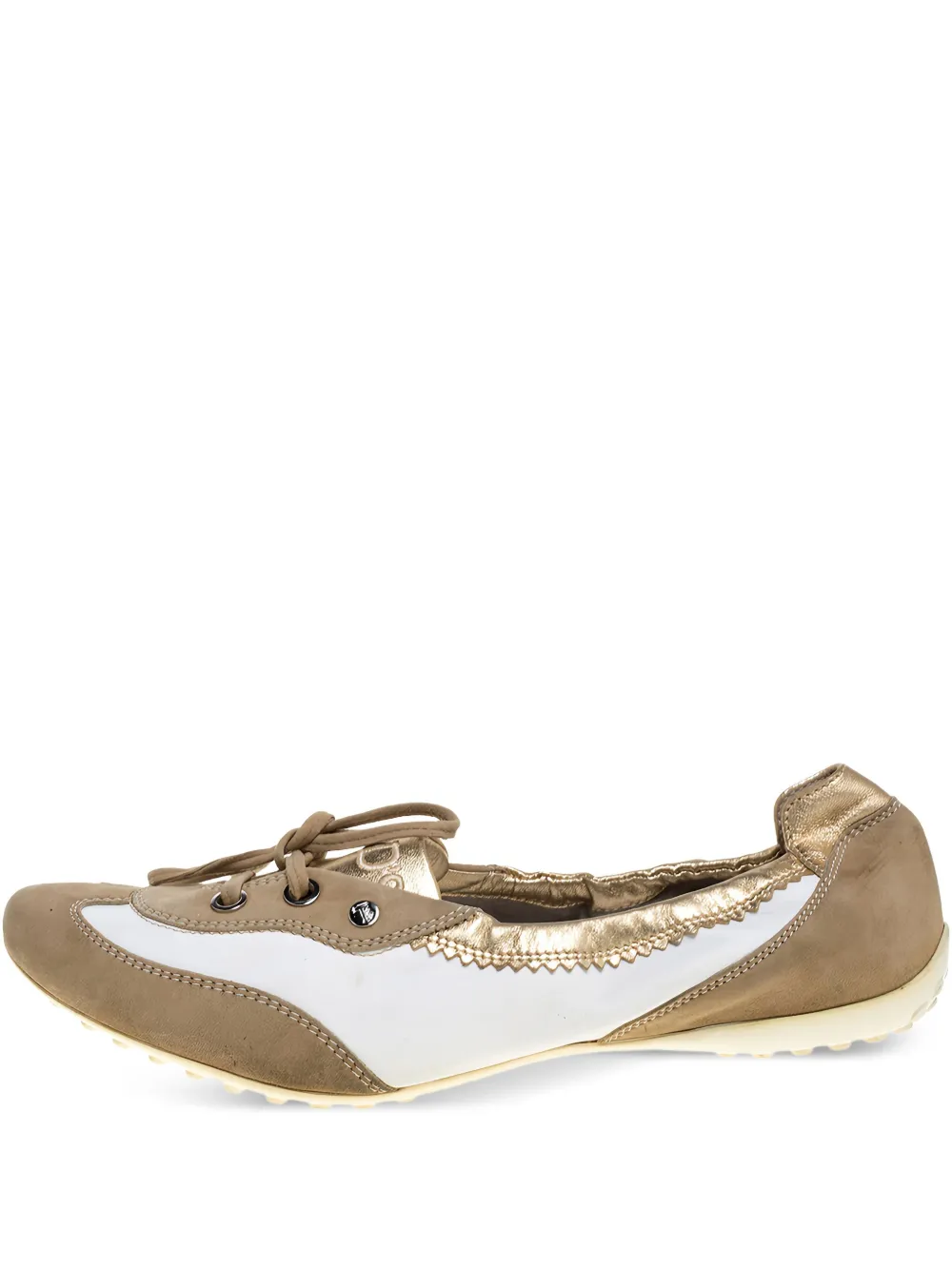 Tod's Vintage suede lace-up ballet flats | Gold | Image 1