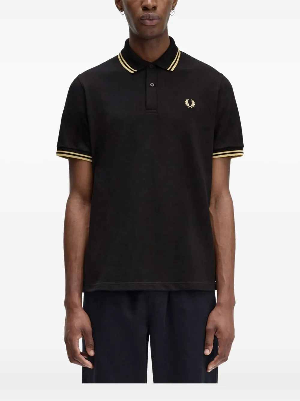 Fred Perry Polo Shirt With Contrast Trim And Collar In Black