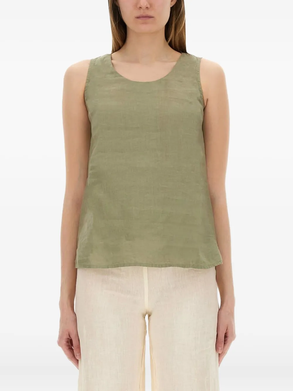 round-neck linen top