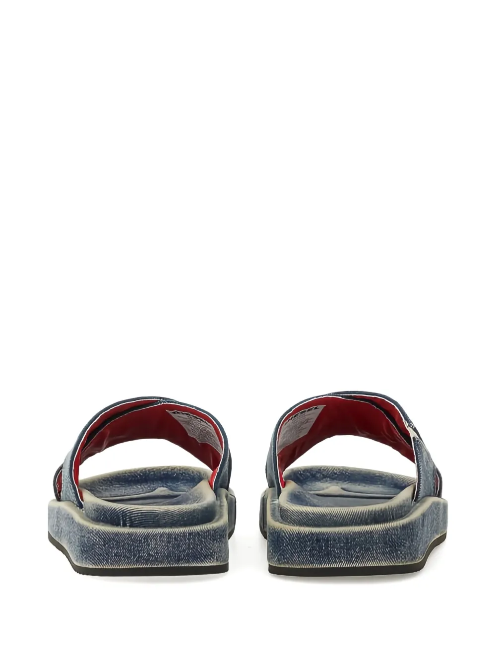 Diesel denim cross-strap slides Blue