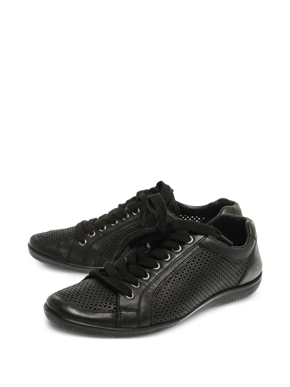 Prada Pre-Owned Geperforeerde leren sneakers - Zwart