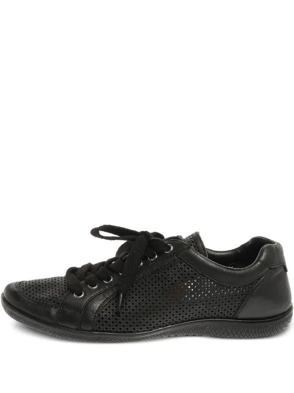 Prada Pre-Owned Perforated Leather Sneakers Black FARFETCH