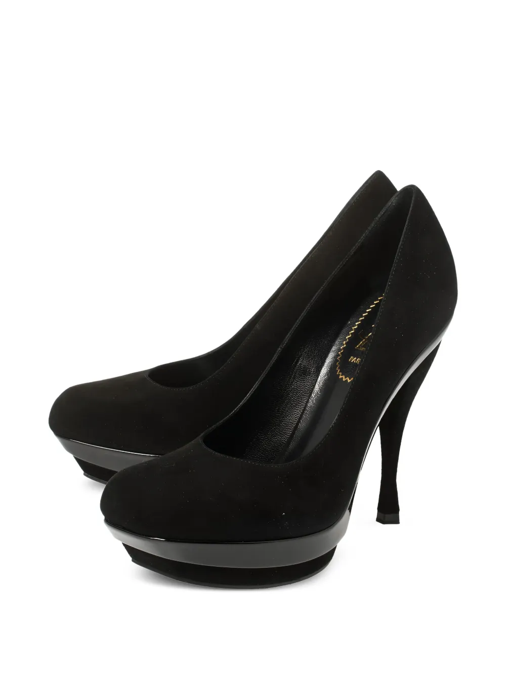 Saint Laurent Pre-Owned Arya suède pumps met plateauzool - Zwart