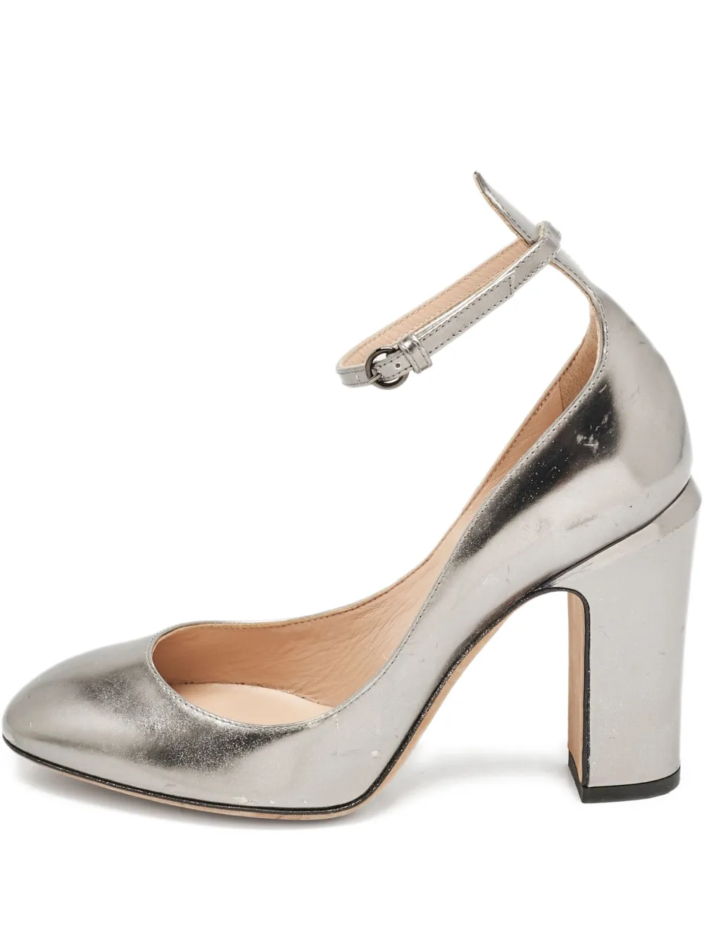 Valentino Garavani Pre-Owned 95mm metallic-finish leather pumps | Silver | Image 1