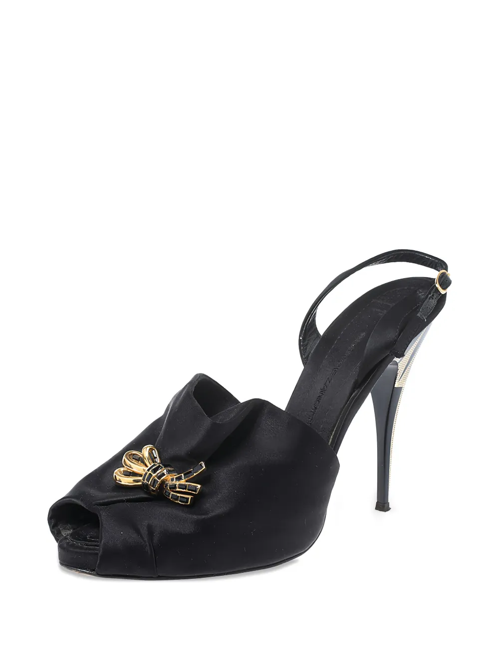 Giuseppe Zanotti Vintage 115 mm satijnen slingback sandalen met open neus - Zwart
