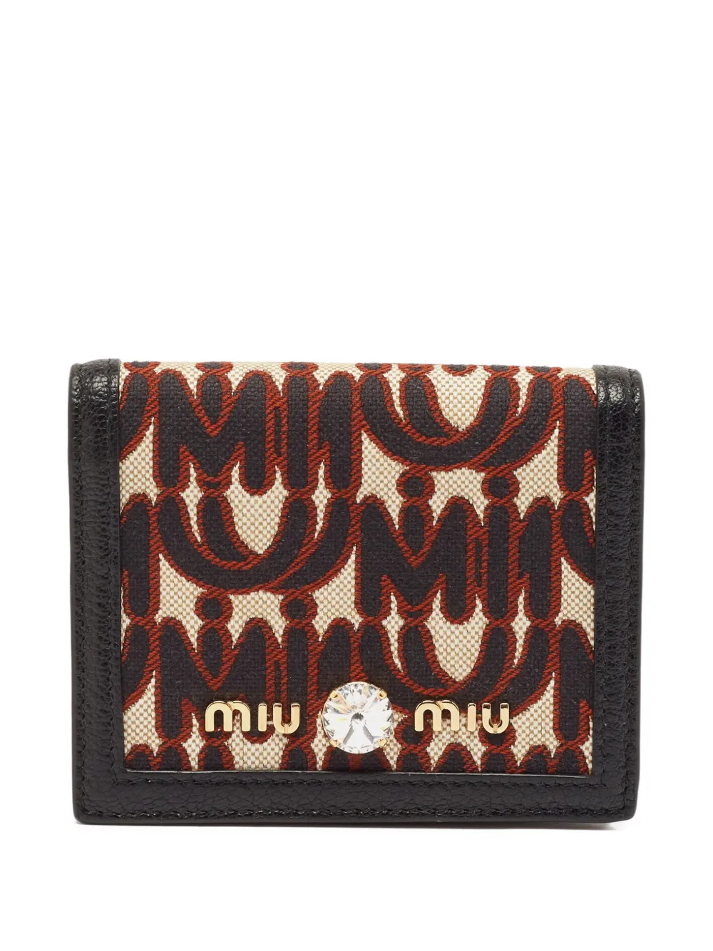 Miu Miu Pre-Owned monogram-canvas bi-fold wallet | Black | Image 1