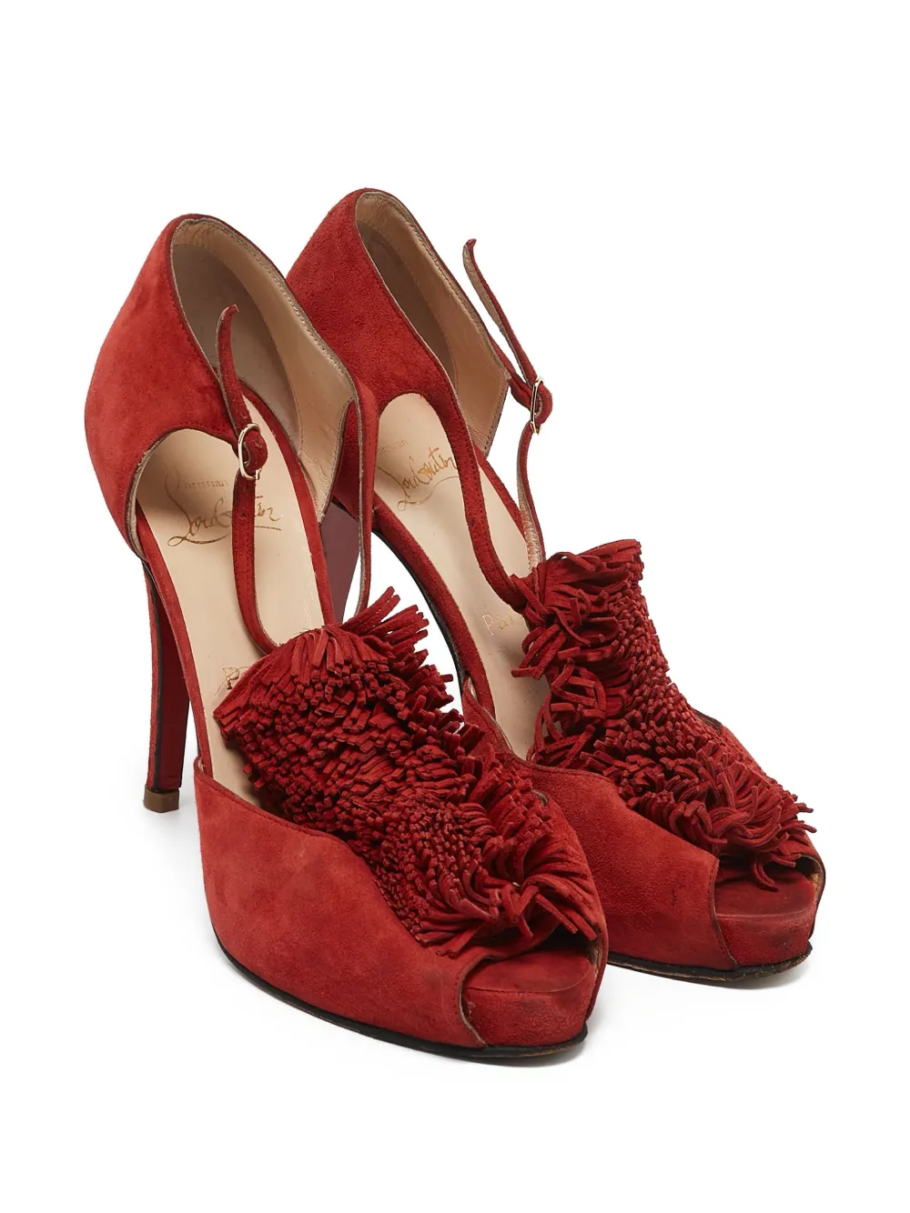 Christian Louboutin Pre-Owned Suède sandalen - Rood