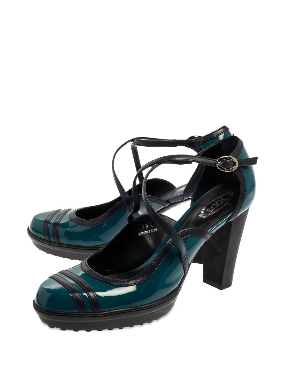 Tod's 100 mm lakleren pumps met gesp - Blauw
