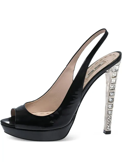 Miu Miu Pre-Owned 130mm crystal-embellished leather sandals