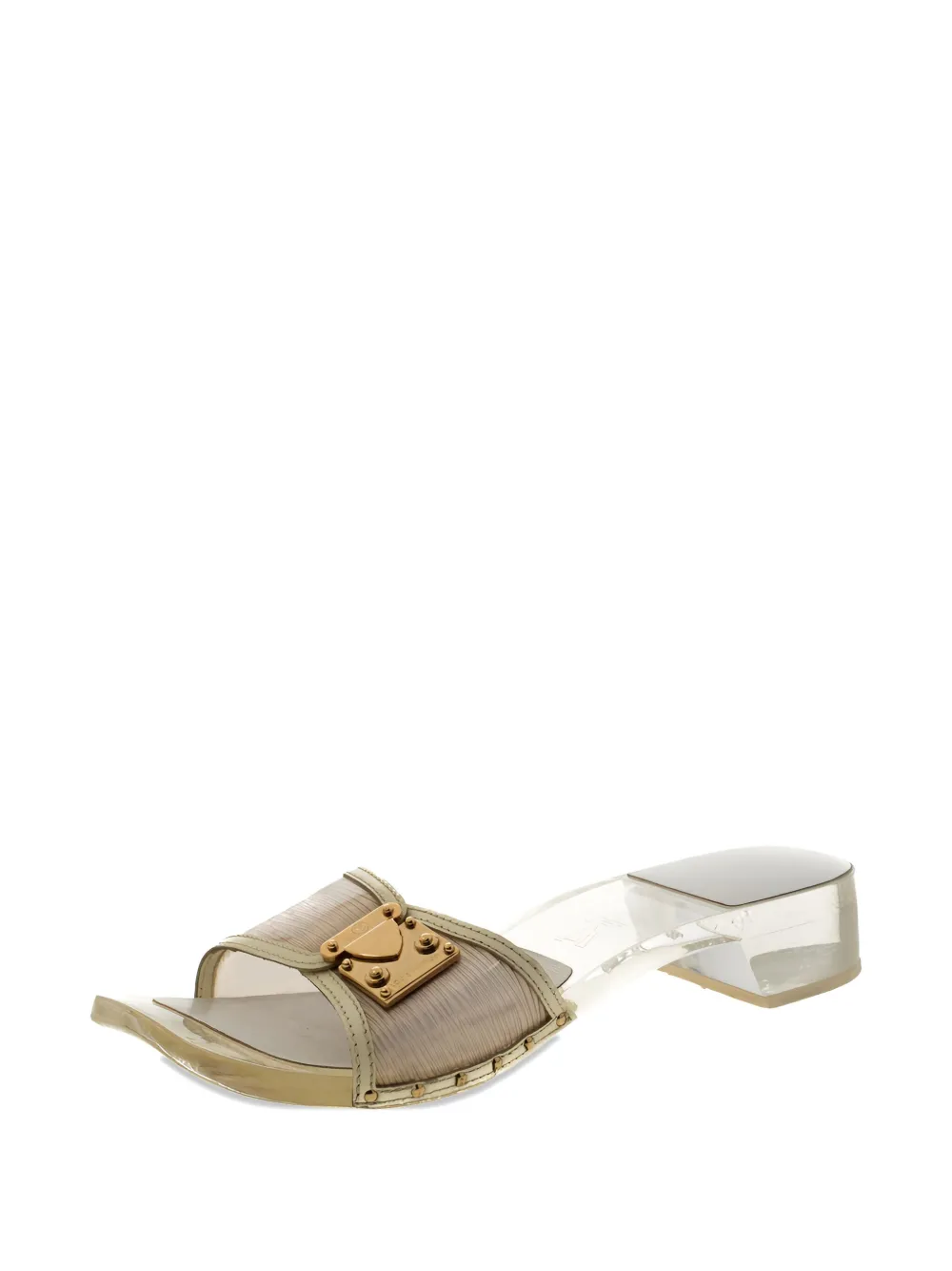Louis Vuitton Pre-Owned Leren sandalen met doorzichtige hak - Beige