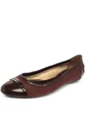 Tod's patent-trim suede ballet flats - Brown