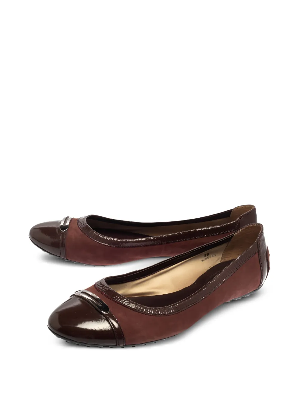 Tod's Suède ballerina's met gelakte afwerking - Bruin
