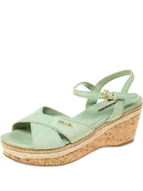 Prada Pre-Owned 60mm leather wedge sandals