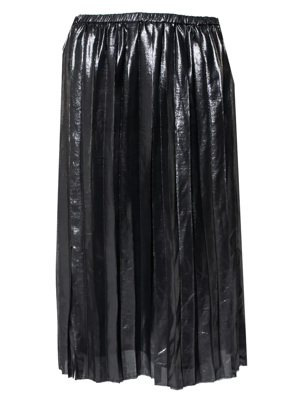pre-owned pleated metallic midi skirt