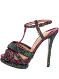 Nicholas Kirkwood pre-owned 135mm patent glitter platform sandals - Blue