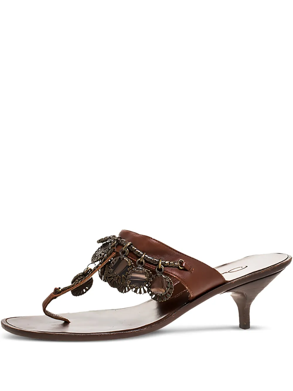 Pre-owned Oscar De La Renta Charm-detail Leather Sandals