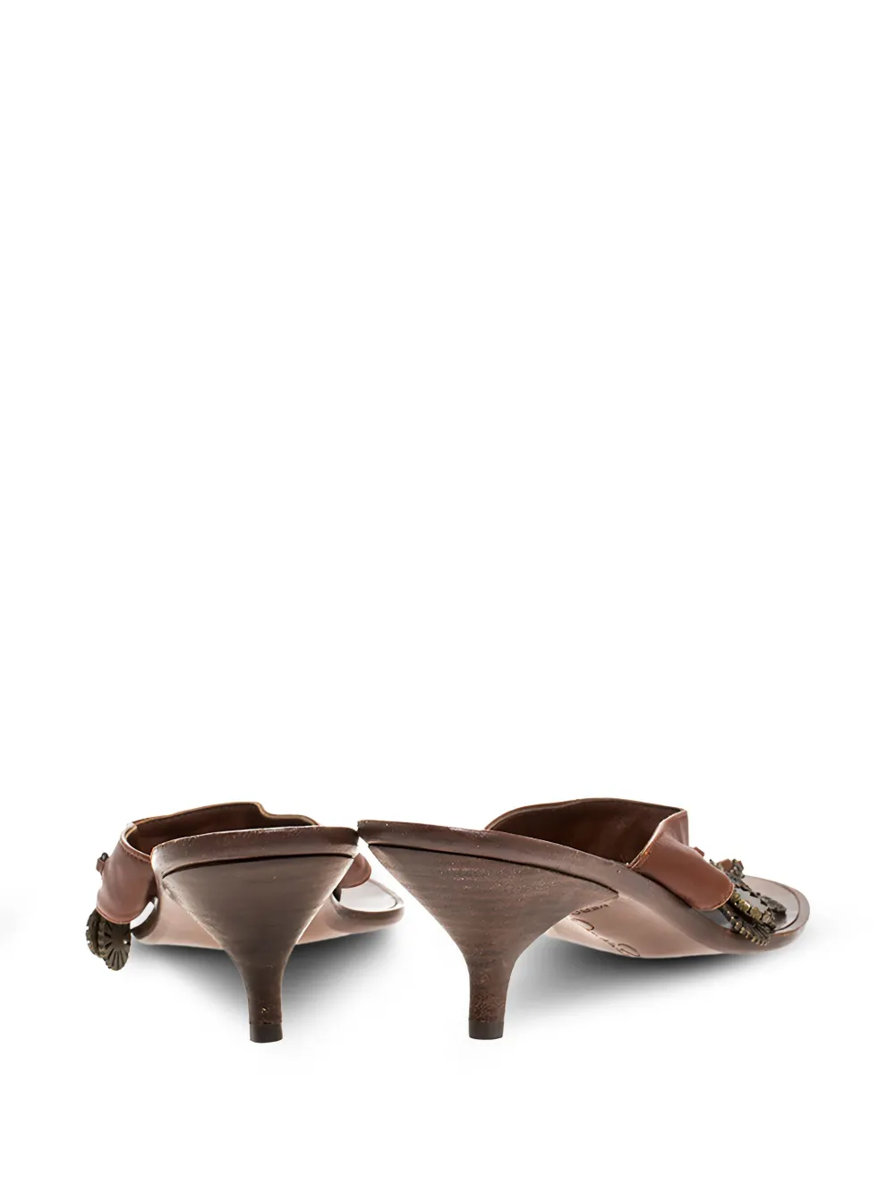 Pre-owned Oscar De La Renta Charm-detail Leather Sandals