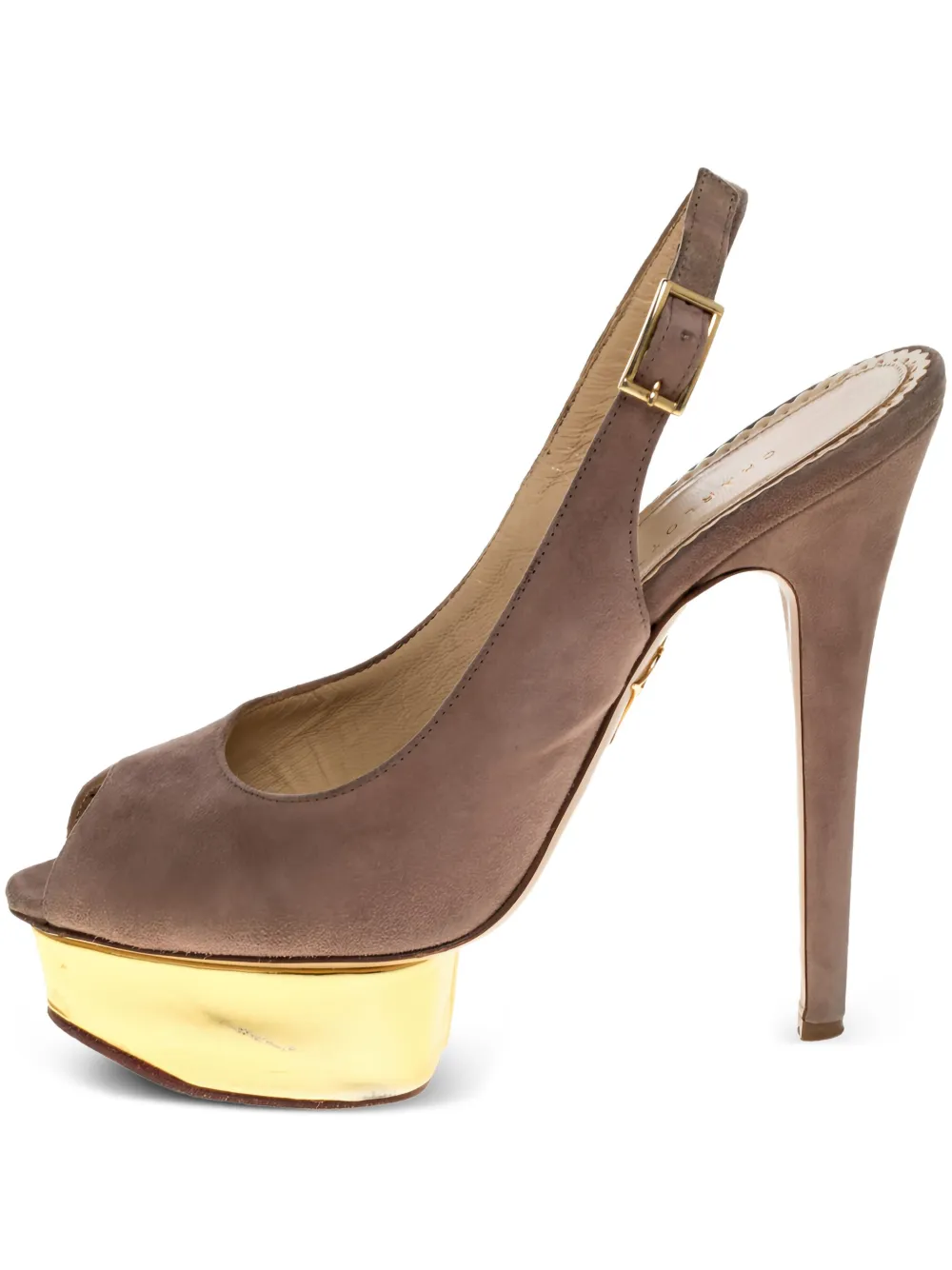 Charlotte Olympia pre-owned 150mm slingback pumps | Neutrals | Image 1