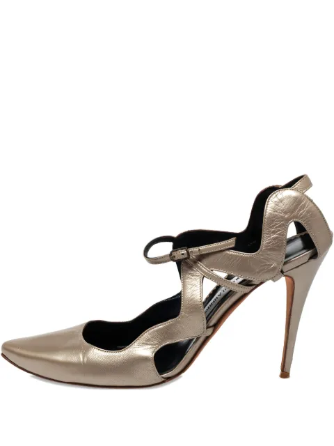 Manolo Blahnik cut-out metallic sandals