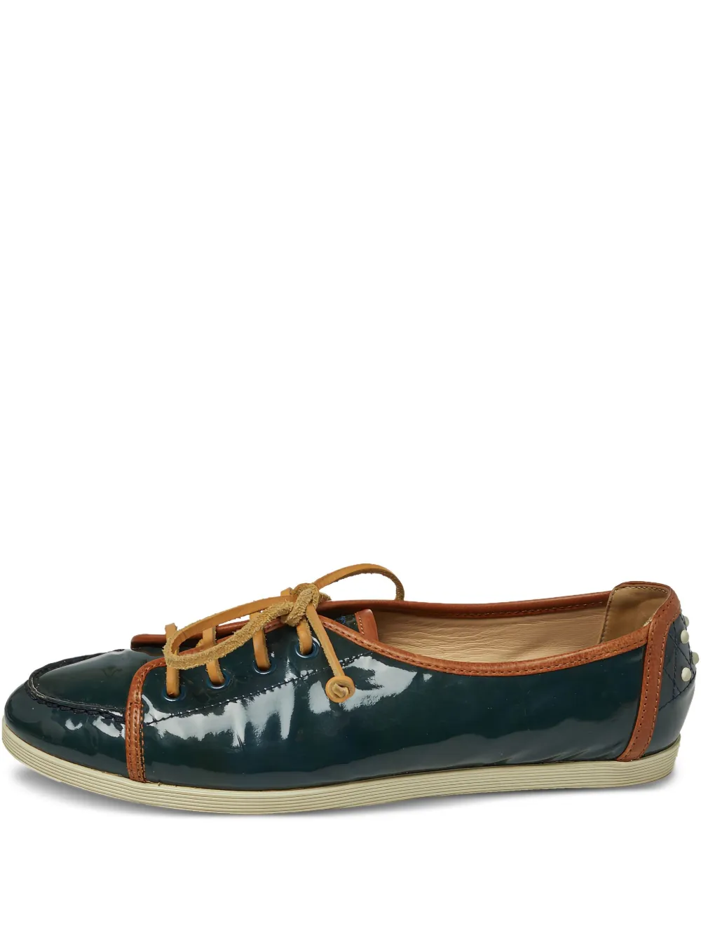 Tod's Vintage コントラストトリム エナメルレザースニーカー - グリーン Tod's Vintage コントラストトリム エナメルレザースニーカー - グリーン