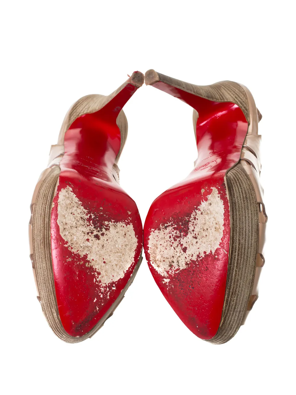 Pre-owned Christian Louboutin 135mm Ginza Heeled Sandals In Neutral