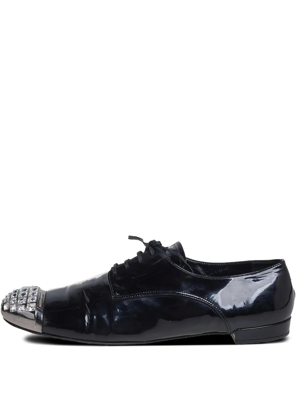 Pre-owned Miu Miu Rhinestone-embellished Patent Oxford Shoes