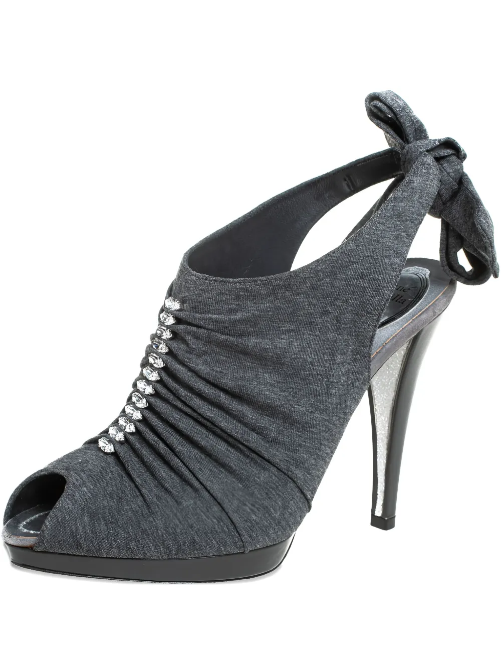 René Caovilla Pre-owned 115mm ruched crystal-embellished sandals | Grey | Image 1