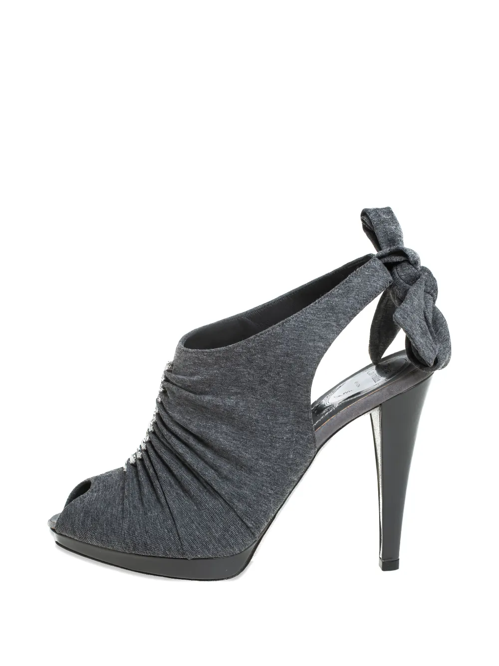 René Caovilla Pre-owned 115 mm sandalen verfraaid met kristallen en ruches - Grijs