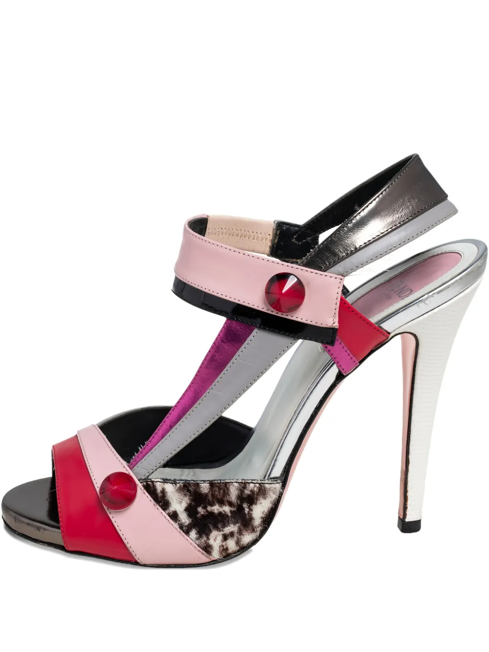 Pre-owned Fendi 115mm Slingback Peep-toe Sandals In Pink