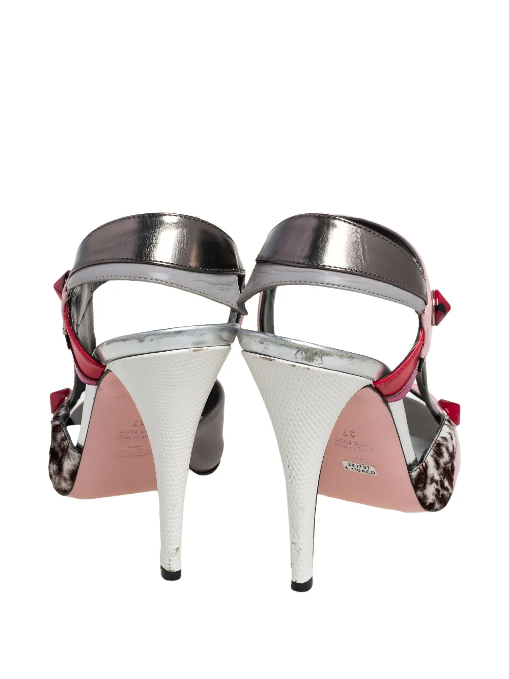 Pre-owned Fendi 115mm Slingback Peep-toe Sandals In Pink