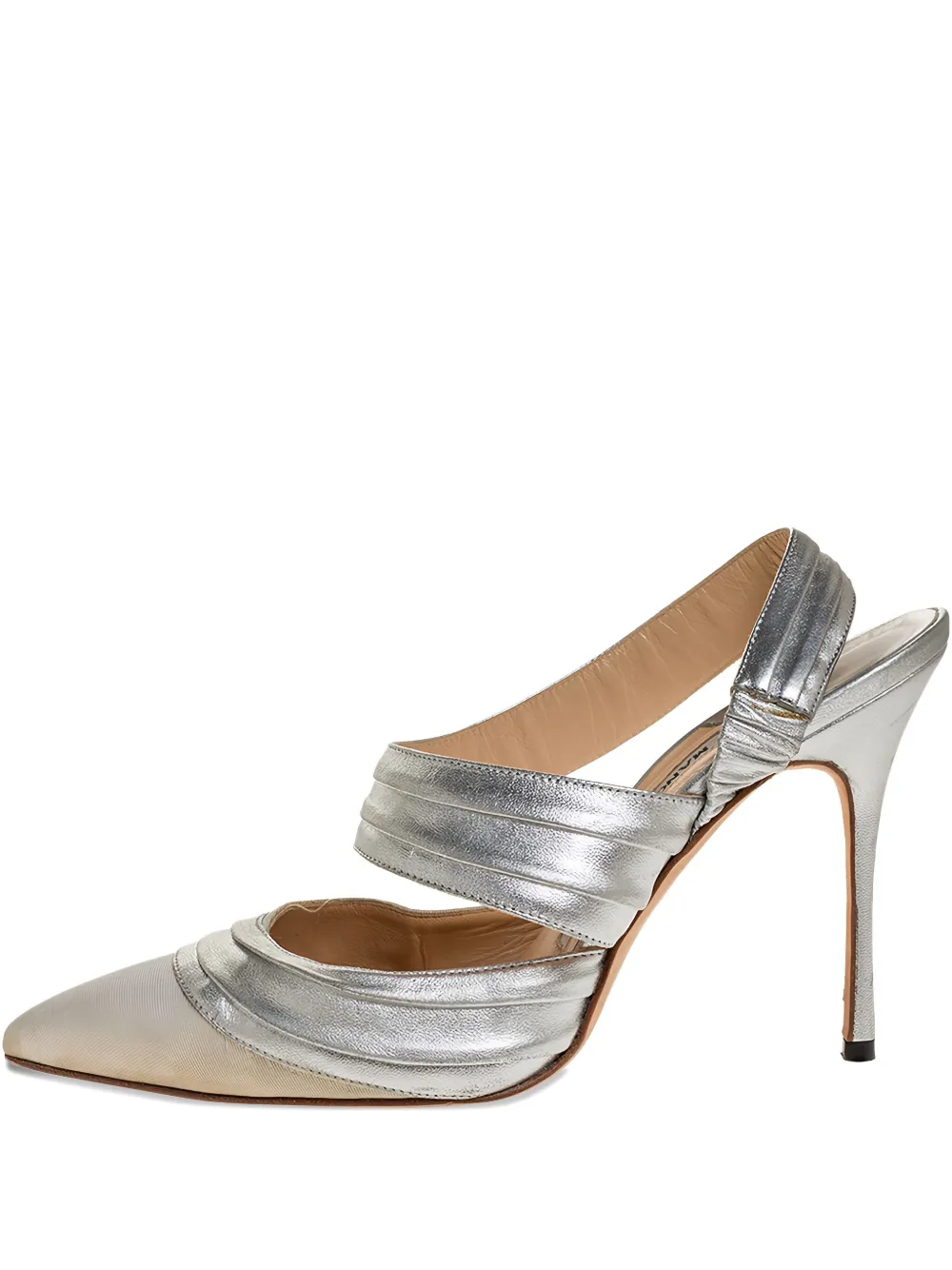 Manolo Blahnik pre-owned pleated slingback pumps | Metallic | Image 1