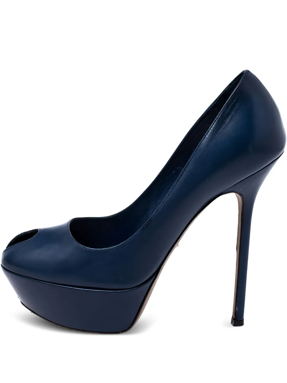 Pre-owned 135mm platform peep-toe pumps