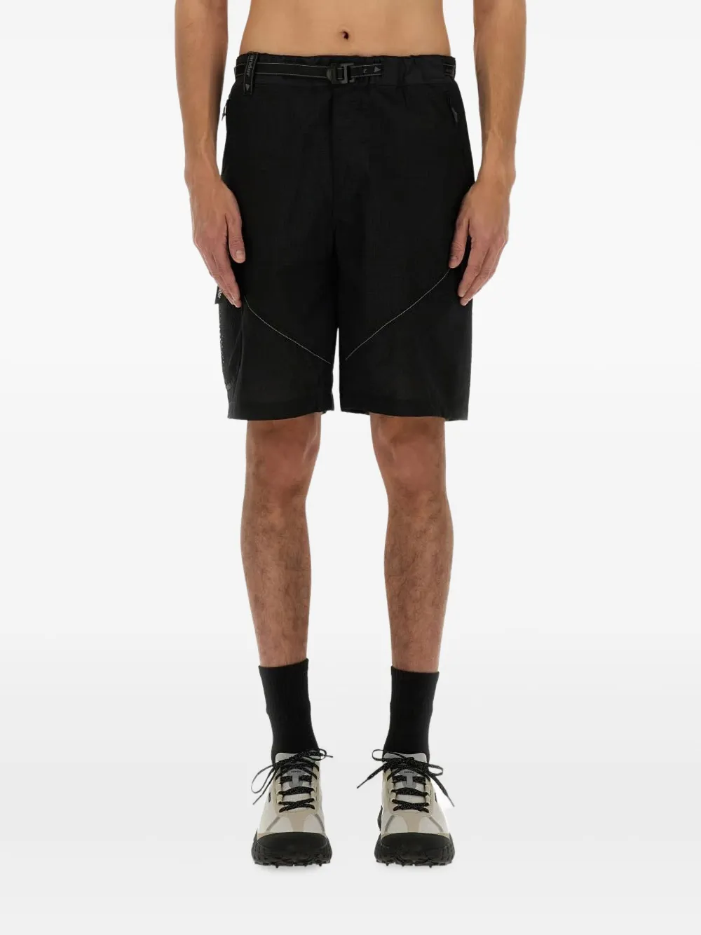 and Wander belted mesh-panel shorts - Nero