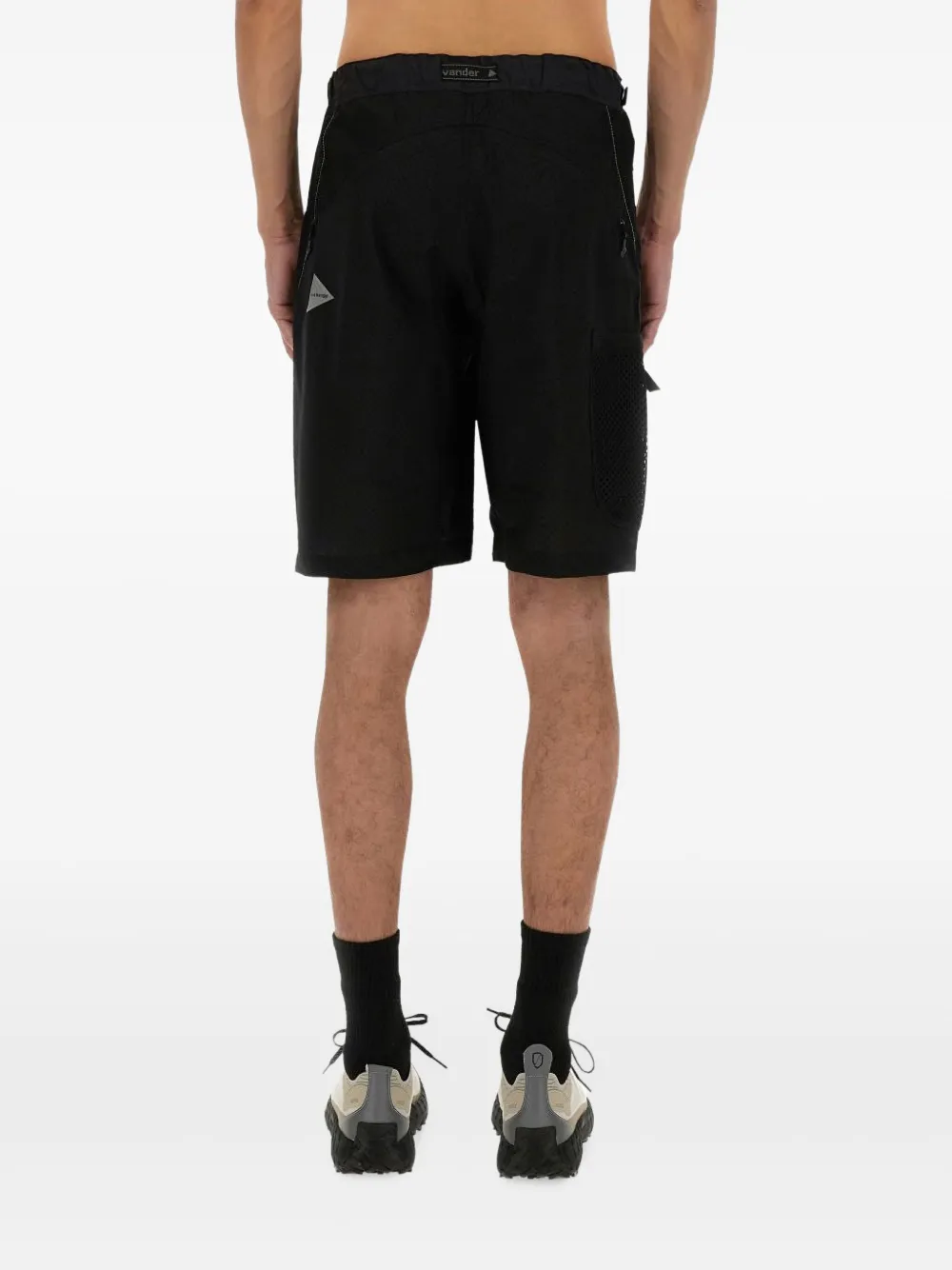  And Wander Belted Mesh-panel Shorts - Black 