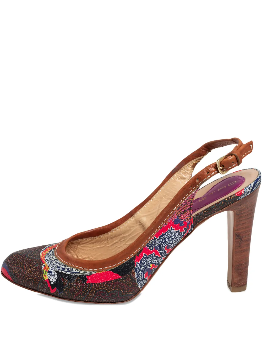 Etro Pre-Owned ペイズリースリングバック パンプス - ブラウン Etro Pre-Owned ペイズリースリングバック パンプス - ブラウン