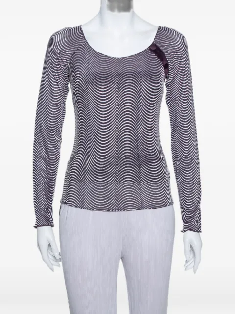 Armani Vintage wave-pattern button-detail top